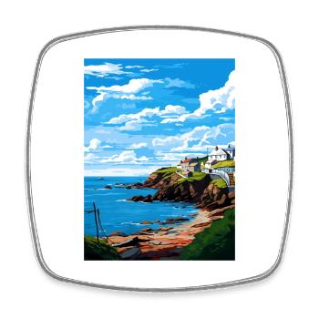 Portloe Cornwall Vintage Reiseposter Souvenir - Viereckiger Kühlschrankmagnet - Weiß - Vorne