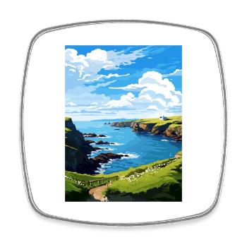 Mullion Cornwall Vintage Reiseposter Souvenir - Viereckiger Kühlschrankmagnet - Weiß - Vorne