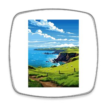 Mullion Cornwall Vintage Reiseposter Souvenir - Viereckiger Kühlschrankmagnet - Weiß - Vorne
