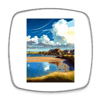 Alnmouth England Vintage Travel Poster Souvenir - Square fridge magnet - white - Front