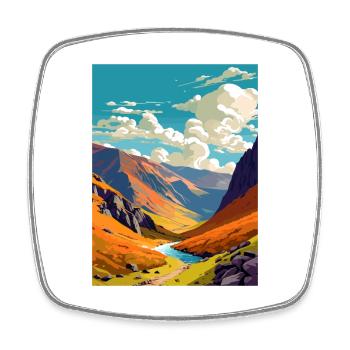 Helvellyn Cumbria Vintage Travel Poster Souvenir - Square fridge magnet - white - Front