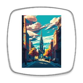 Glasgow Scotland Vintage Travel Poster Souvenir - Square fridge magnet - white - Front