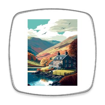 Grasmere England Vintage Travel Poster Souvenir - Square fridge magnet - white - Front