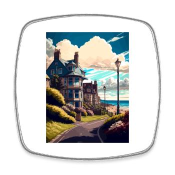 Clevedon England Vintage Travel Poster Souvenir - Square fridge magnet - white - Front