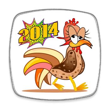 12e anniversaire 2014 Poulet - Magnet carré - blanc - Devant