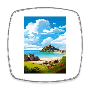 Marazion Cornwall Vintage Reiseposter Souvenir - Viereckiger Kühlschrankmagnet - Weiß - Vorne