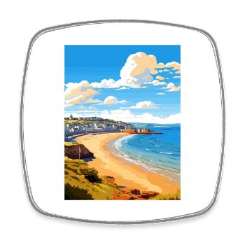 Penzance Cornwall Vintage Reiseposter Souvenir - Viereckiger Kühlschrankmagnet - Weiß - Vorne
