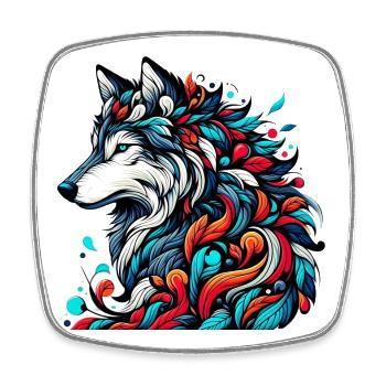 Loup - Magnet carré - blanc - Devant