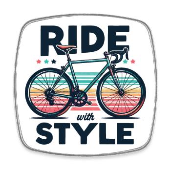 Fahren Sie mit Stil Fahrraddesign - Viereckiger Kühlschrankmagnet - Weiß - Vorne
