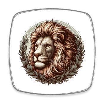 Lion in a laurel wreath - Square fridge magnet - white - Front