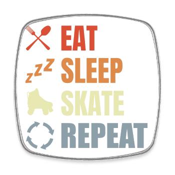 Eat Sleep Skate Repeat - Viereckiger Kühlschrankmagnet - Weiß - Vorne