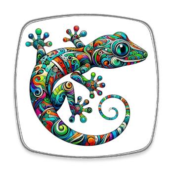 Gecko - Viereckiger Kühlschrankmagnet - Weiß - Vorne