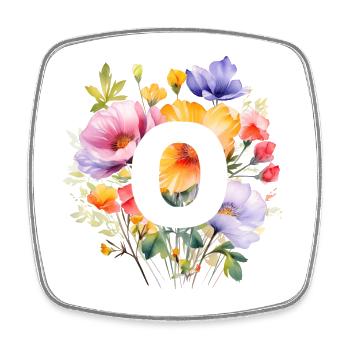 O Monogramme, bouquet de fleurs coloré - Magnet carré - blanc - Devant