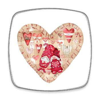 Garden Gnomes in Love Heart Design - Square fridge magnet - white - Front