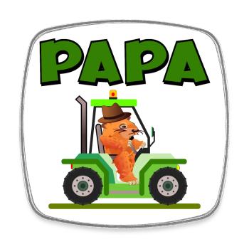 Agriculteur Papa Tracteur - Magnet carré - blanc - Devant