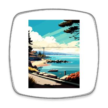 Monterey Bay California Vintage Travel Poster WPA - Square fridge magnet - white - Front
