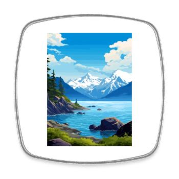Resurrection Bay Alaska Vintage Travel Poster WPA - Square fridge magnet - white - Front