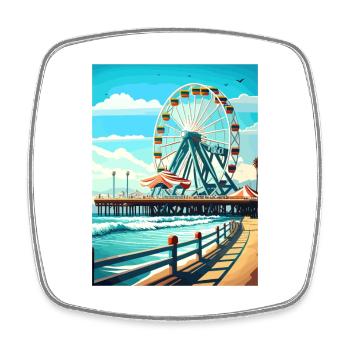 Santa Monica Kalifornien Vintage Reiseposter WPA - Viereckiger Kühlschrankmagnet - Weiß - Vorne