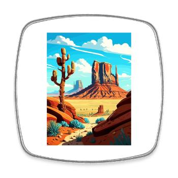 Monument Valley Arizona Vintage Reiseposter WPA - Viereckiger Kühlschrankmagnet - Weiß - Vorne