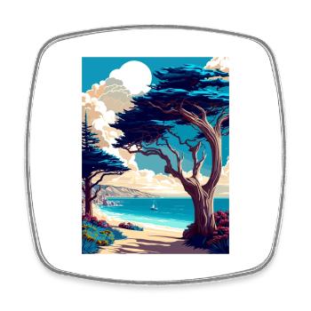 Monterey Bay California Vintage Travel Poster WPA - Square fridge magnet - white - Front
