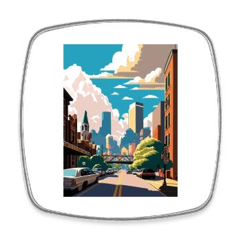 Pittsburgh Pennsylvania Vintage Reiseposter WPA - Viereckiger Kühlschrankmagnet - Weiß - Vorne