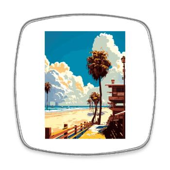 Santa Monica California Vintage Travel Poster WPA - Square fridge magnet - white - Front
