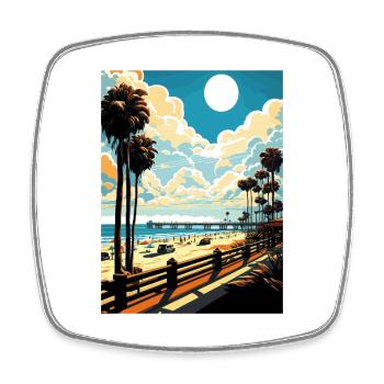 Newport Beach Kalifornien Vintage Reiseposter WPA - Viereckiger Kühlschrankmagnet - Weiß - Vorne