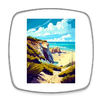 Crystal Cove California Vintage Reiseposter WPA - Viereckiger Kühlschrankmagnet - Weiß - Vorne