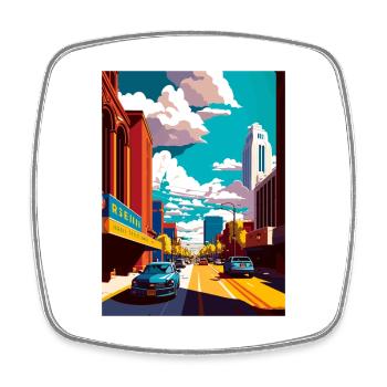 Rochester New York State Vintage Travel Poster WPA - Square fridge magnet - white - Front