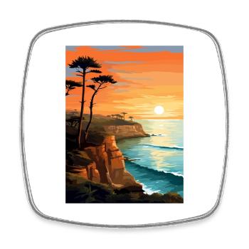Sonnenuntergang Klippen Kalifornien Vintage Reiseposter WPA - Viereckiger Kühlschrankmagnet - Weiß - Vorne