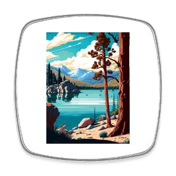 Big Bear Lake California Vintage Travel Poster WPA - Square fridge magnet - white - Front