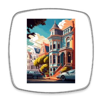 San Francisco Californie Vintage voyage affiche WPA - Magnet carré - blanc - Devant