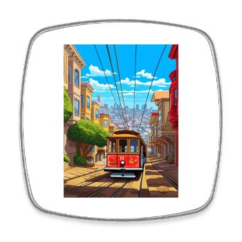San Francisco Californie Vintage voyage affiche WPA - Magnet carré - blanc - Devant