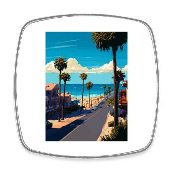 Newport Beach Kalifornien Vintage Reiseposter WPA - Viereckiger Kühlschrankmagnet - Weiß - Vorne
