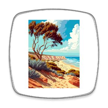 Torrey Pines State Beach Vintage Affiche de voyage WPA - Magnet carré - blanc - Devant