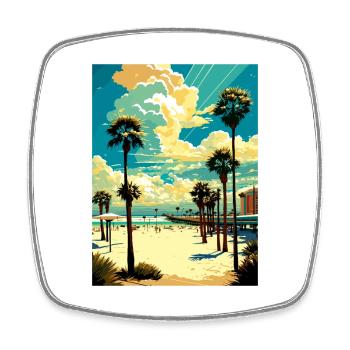 Clearwater Beach Floride Vintage voyage affiche WPA - Magnet carré - blanc - Devant