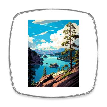 Lake Arrowhead California Vintage Travel Poster - Square fridge magnet - white - Front