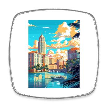 Tampa Beach Florida Vintage Reiseposter Souvenir - Viereckiger Kühlschrankmagnet - Weiß - Vorne