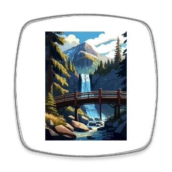 Cascade Falls Kalifornien Vintage Reiseposter WPA - Viereckiger Kühlschrankmagnet - Weiß - Vorne