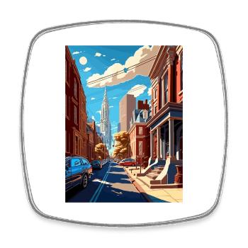Philadelphia Pennsylvania Vintage Reiseposter - Viereckiger Kühlschrankmagnet - Weiß - Vorne