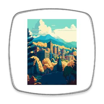 Asheville North Carolina Vintage Travel Poster WPA - Square fridge magnet - white - Front