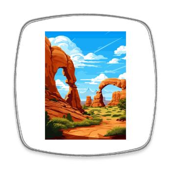 Parc national des Arches Utah Affiche de voyage Vintage - Magnet carré - blanc - Devant
