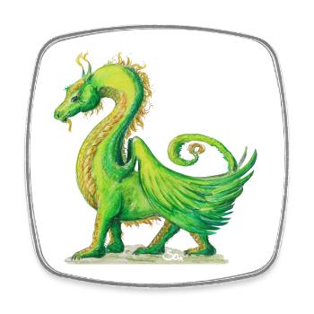 Dessin de Dragon Farah - Sonja Ariel von Staden - Magnet carré - blanc - Devant