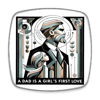 a dad is a girls first friend - Square fridge magnet - white - Front