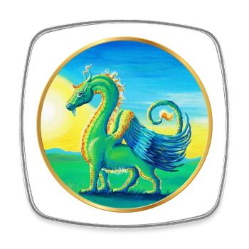 Dragon Farah - Sonja Ariel von Staden - Magnet carré - blanc - Devant
