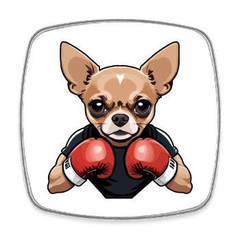Chihuahua Boxer - Viereckiger Kühlschrankmagnet - Weiß - Vorne