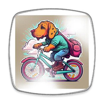 dog on bike | Transparent effect - Square fridge magnet - white - Front