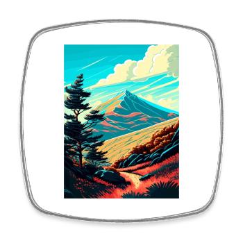 Mount Tamalpais Kalifornien Vintage Reiseposter - Viereckiger Kühlschrankmagnet - Weiß - Vorne