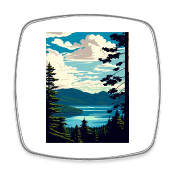 Lake George New York State Vintage Travel Poster - Square fridge magnet - white - Front