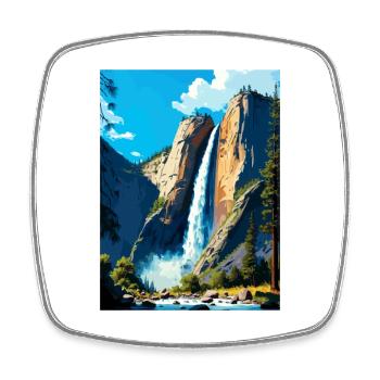 Bridalveil Falls Californie Affiche de voyage vintage - Magnet carré - blanc - Devant